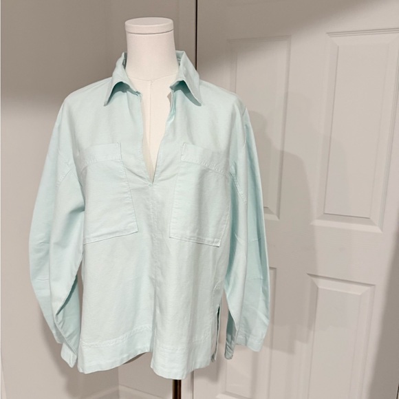 By Anthropologie Collared Patch Pocket Utility Popover Top - XS - NWT - Picture 5 of 14